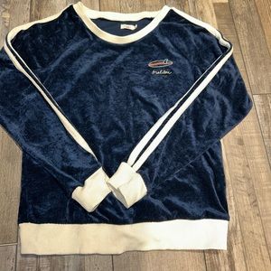 Faherty Blue and White Crew Neck Sweater